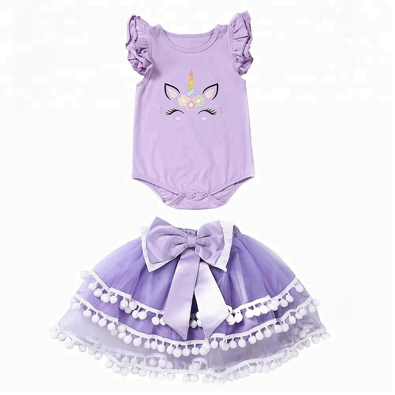 Kids Unicorn Onesie Girls Flutter Sleeve Girl Summer Unicorn Romper