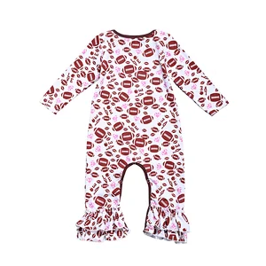 Sweet Football Printed Infant Ruffle Jumpsuit