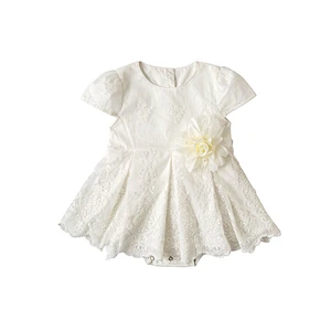 Summer New Baby Girl Lace Cotton Short-sleeve Jumpsuit 0-6 Year Old