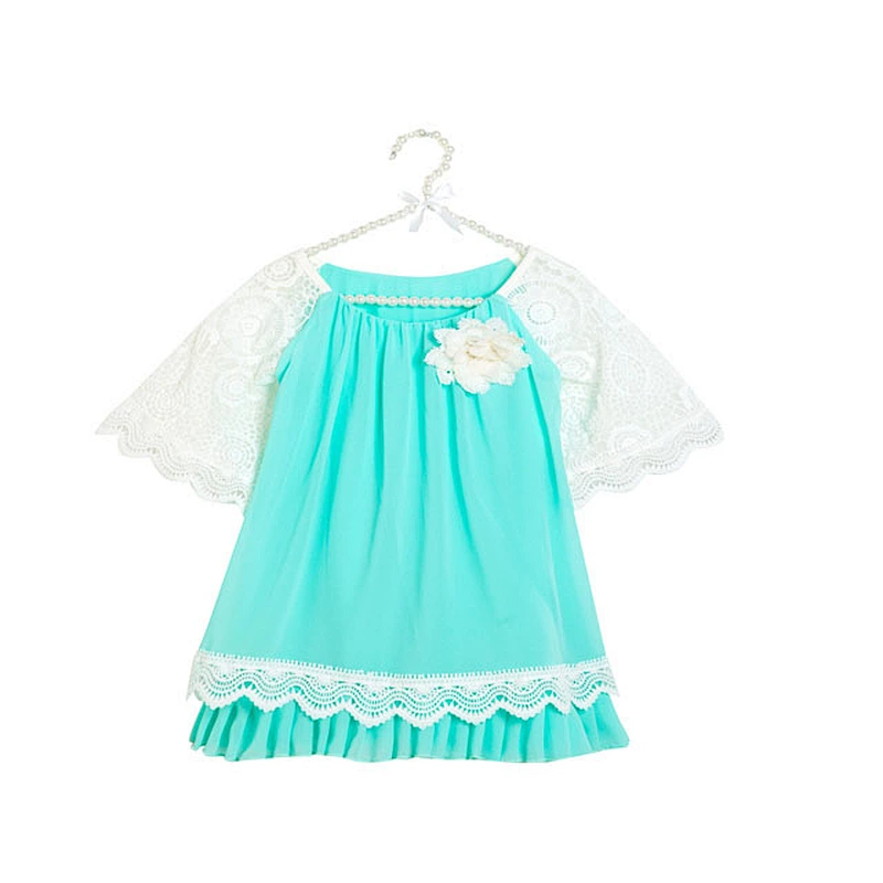 2018 Summer Cotton Beautiful Children Top Boutique Girls Party Dress Pearl Tunic Kids Baby Girl Dresses Wholesale