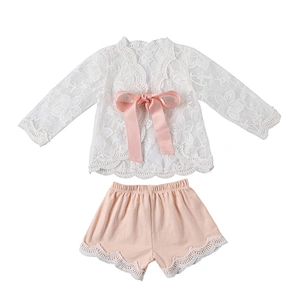 New design baby clothing girls wear lace set