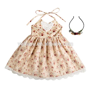 2018 Wholesale fashion girl lace flower floral prints baby dress of baby clothing