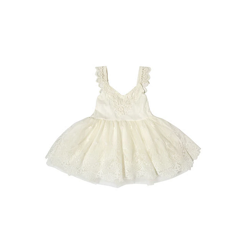 Summer Lace Dress Princess White Elegant Ball Gown Birthday Party Floral Dress
