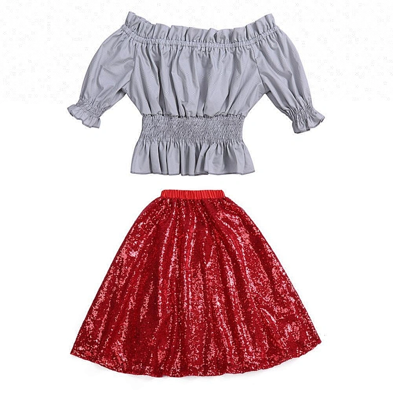 Best selling products 2018 in USA wholesale toddler girl clothes new design top and sequin skirt set