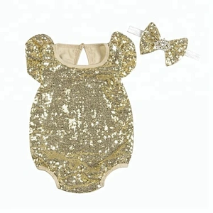 Hottest sale latest fashion infant girl sequin sparkle beach baby backless bubble romper