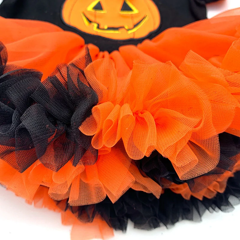 Halloween Clothing 3pcs Toddler Baby Little Girls Long Sleeve Cartoon Ghost Pumpkin Skirt Sets