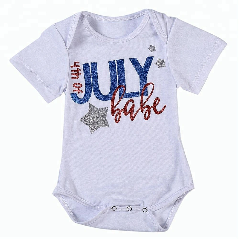 High quality baby 4th of July clothes boutique summer wear toddler rompers
