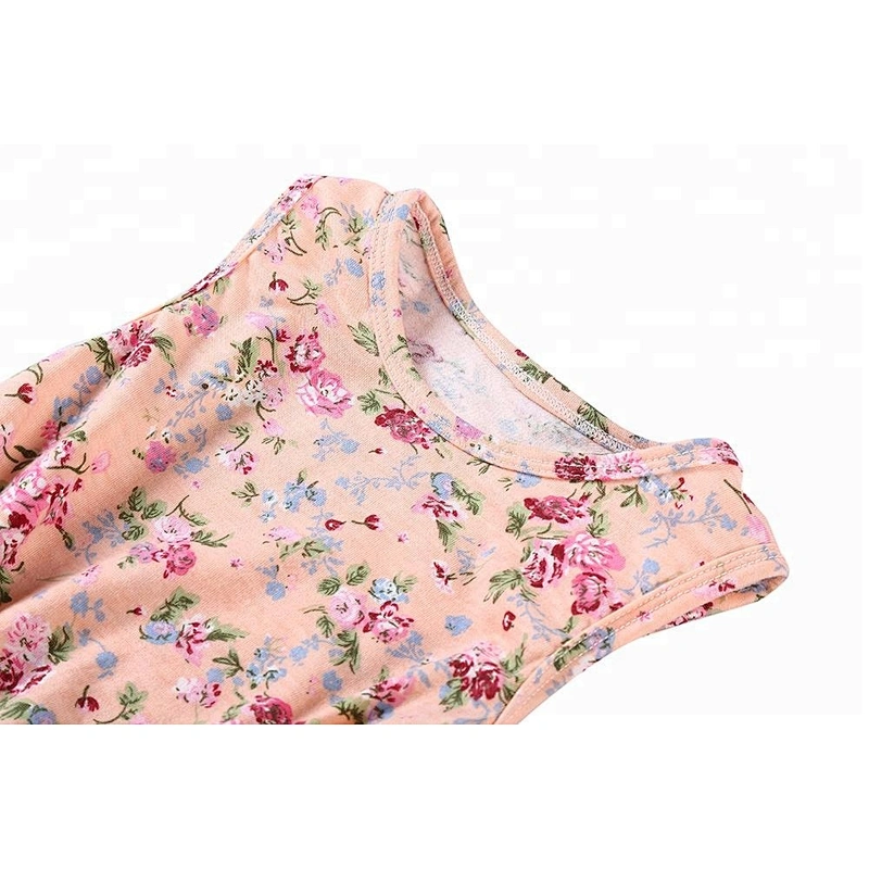 Spring baby girl clothing wholesale floral printed pompoms romper set with headband