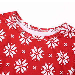 2018 Fall Fancy Snow Flake Print Kids Girls Red T Shirt