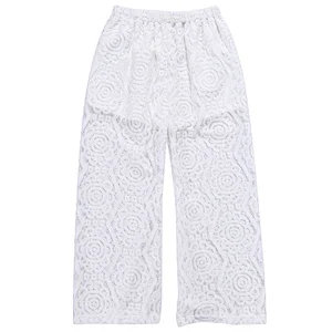 New arrival custom baby girls lace trousers pants wide leg