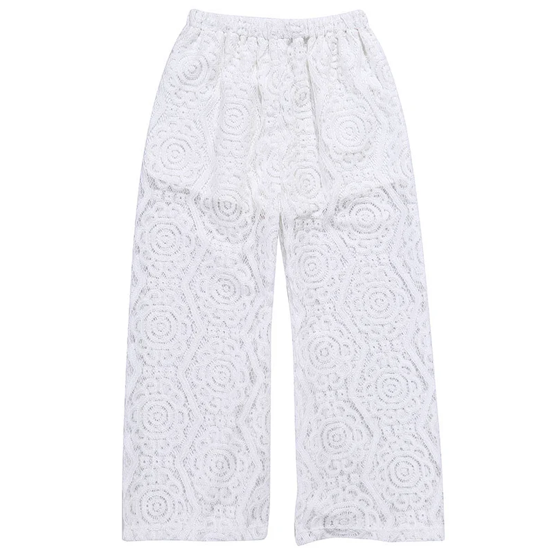 New arrival custom baby girls lace trousers pants wide leg