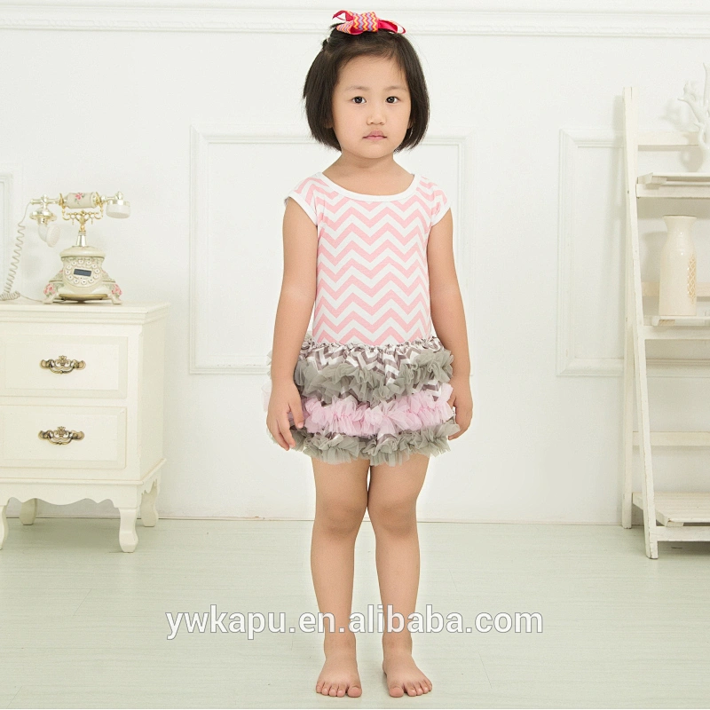 Hot sale baby girl clothes short sleeve chevron mini skirt