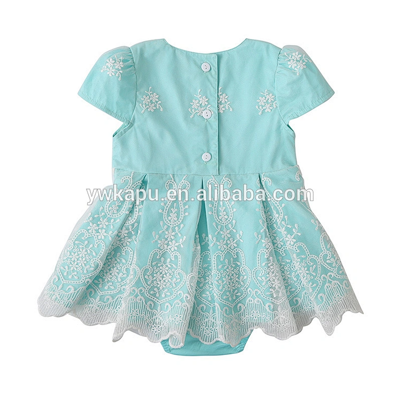 Spring Fairy Kids Clothing short Sleeve Design Newborn Infant Baby Girl Onesie Floral lace Dress Romper