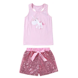 Easter day design baby girls outfits newborn baby girl 2 pcs summer clothes set with sequin shorts