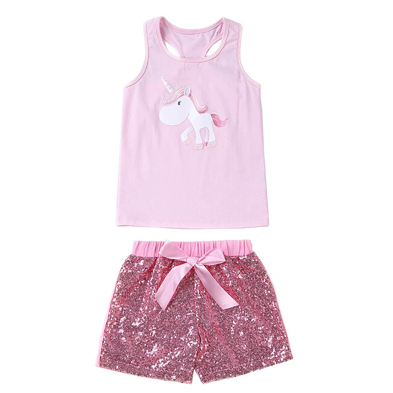 Easter day design baby girls outfits newborn baby girl 2 pcs summer clothes set with sequin shorts