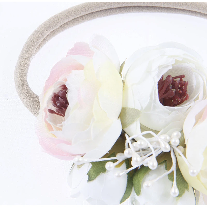 Amazon Hot Sale Nylon Handmade Baby Girl Flowers Headband