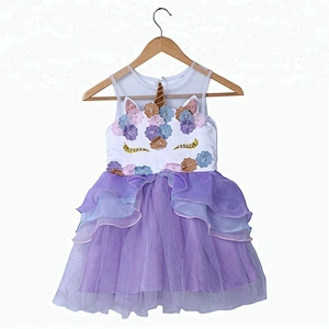 Hot selling children baby birthday dress fancy party dress girls unicorn dress in stock