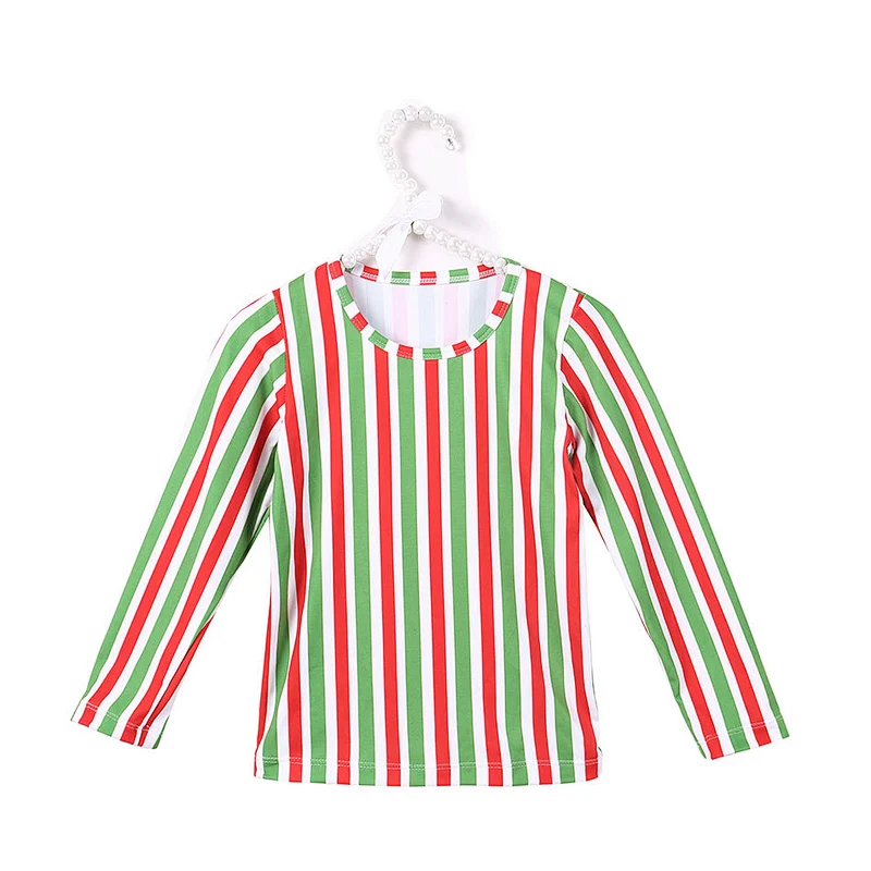 2018 Fall Fashionable Christmas Candy Print Kids Girls Striped T Shirt
