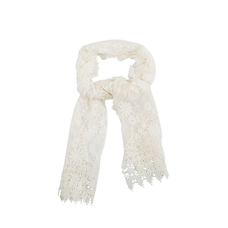 Baby Girl Wholesale Fashion Lace Scarf Ivory Vintage Style Flowers Scarf Trim Scarf