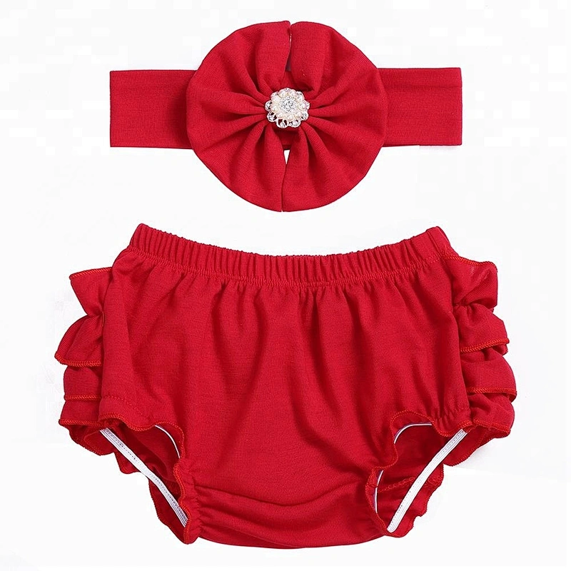 2018 New Arrivals beauty Patriotic baby cotton ruffle fourth of July bloomers with headband