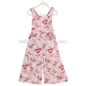 Wholesale factory cute little girl spring high quality suspenders floral overall pants