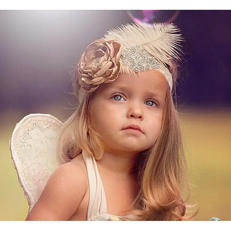 Baby Girl Hair Accessories White Feather Headband Baby Party hair Band