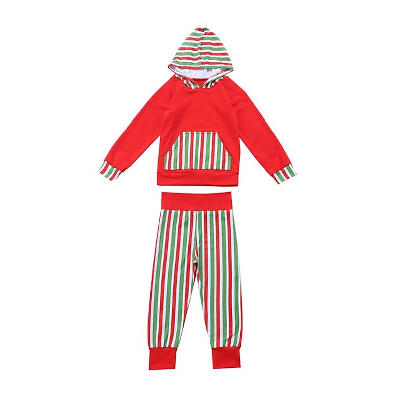 2018 Children Boutique Strip Hooded Sport Clothing Set