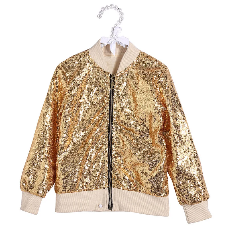 2019 Hot Sale 0-Neck With  Long Sleeve Top  Embroidery Sequin Jacket With Zipper Clothes For Girl