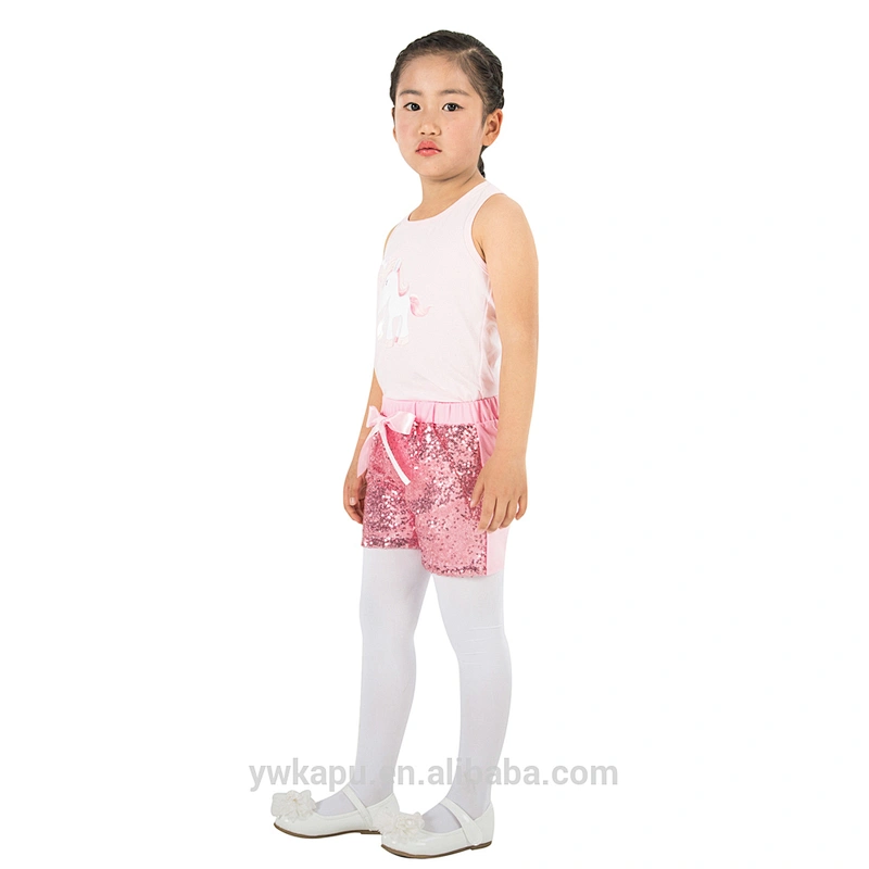 Hot sale tank top match sequin short little girls unicorn boutique outfit