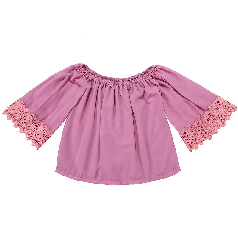 KAPU Stylish Polyester Flutter  Chiffon Ruffle Children Baby Girl Pearl  Bell Top