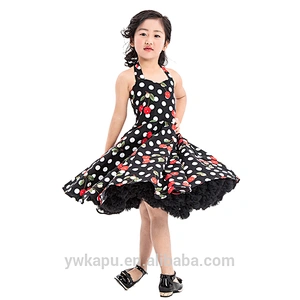 Floral and polka dot print infant boutique wholesale new model kids girl princess dress