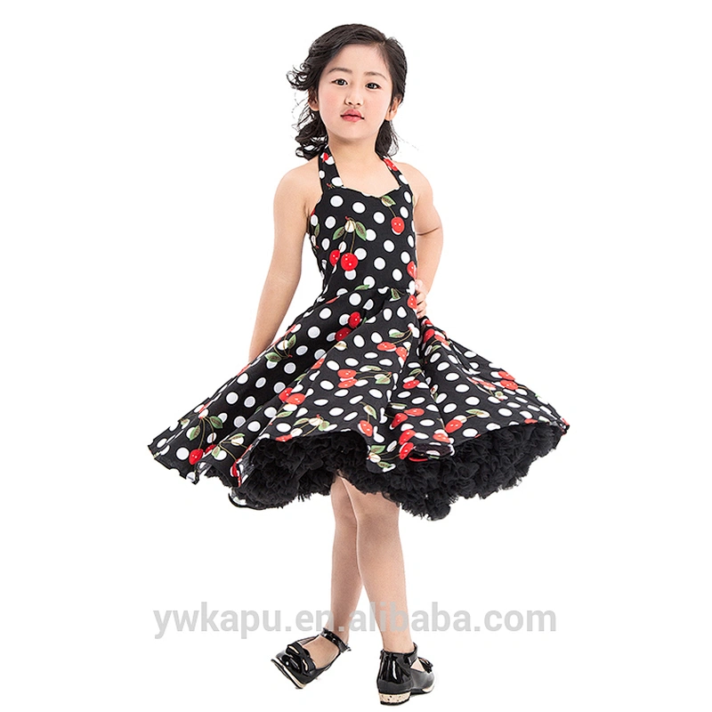 Floral and polka dot print infant boutique wholesale new model kids girl princess dress