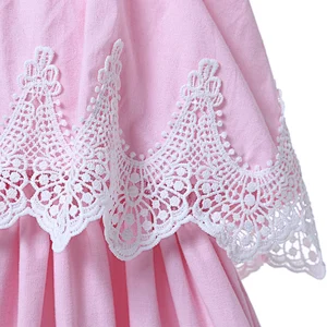 Hot sale summer design children off shoulder embroidered baby girl tassel dress