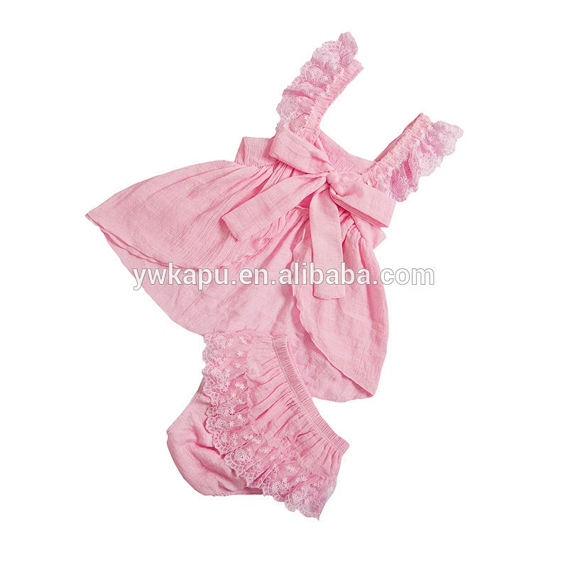 Boutique Newborn Girls Cotton Clothes Infant Toddler Babies Swing Top 2 pieces Sets with Ruffled Bloomers