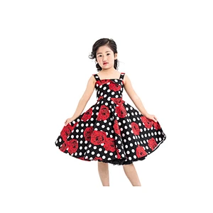 Fancy Children Flower Printed Clothes Vintage Design Fall Baby Girl Cotton Dress