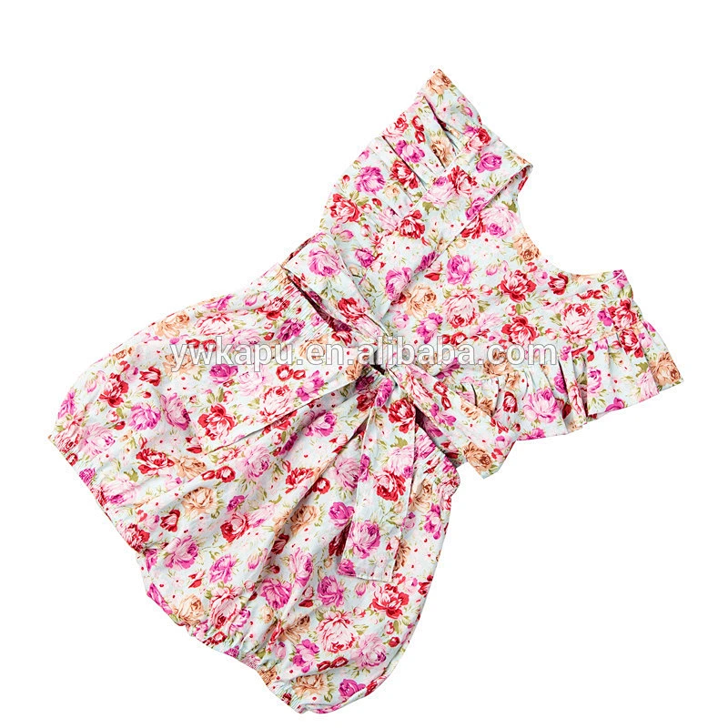 Baby clothes vintage bubble romper for baby girls of 0-4 years old Cotton print fabric from ywkapu