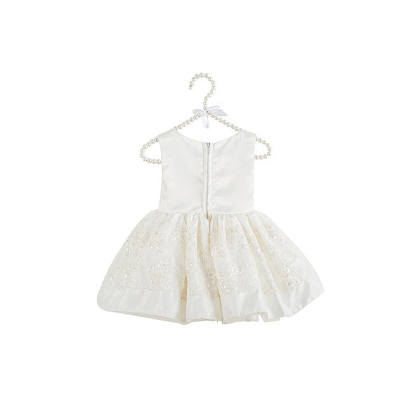 Hot Sale Crystal Flower Sleeveless Ruffles Lace Baby Girl Sequin Summer Dress