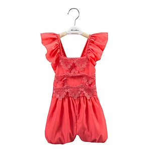 New style solid color lace  print rompers boutique rompers for girls