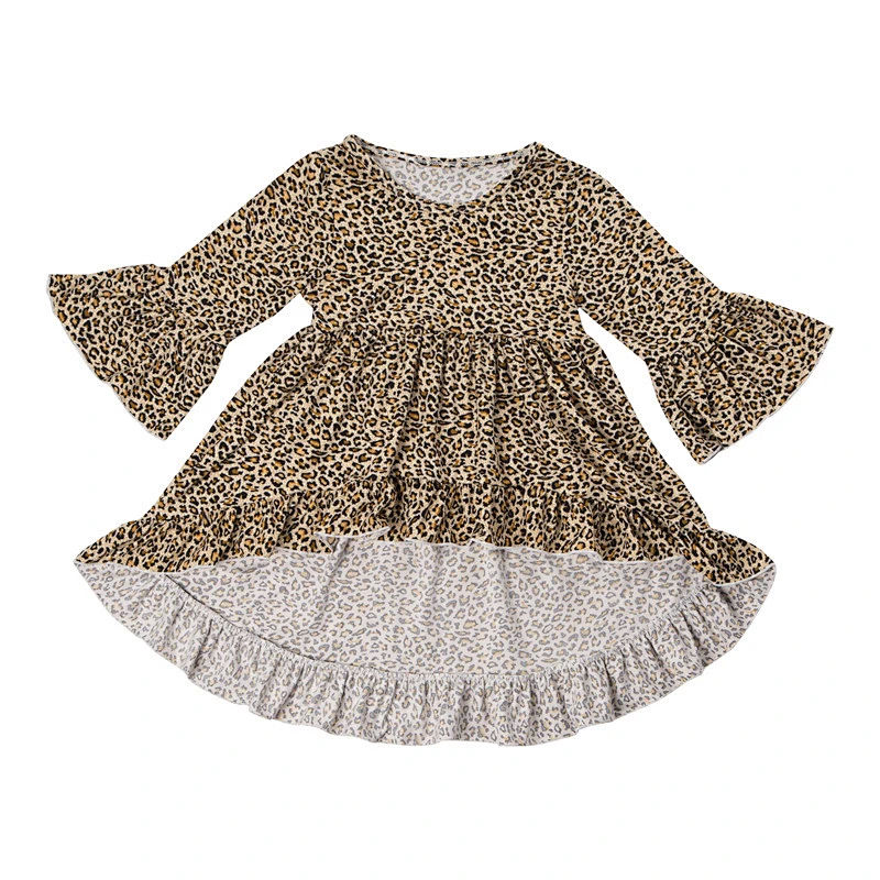Lovely kids boutique clothing high-low ruffle pure color top baby clothes china
