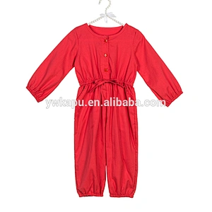 Spring cotton kids clothing wholesale baby girl jumpsuit tunic romper with pocket