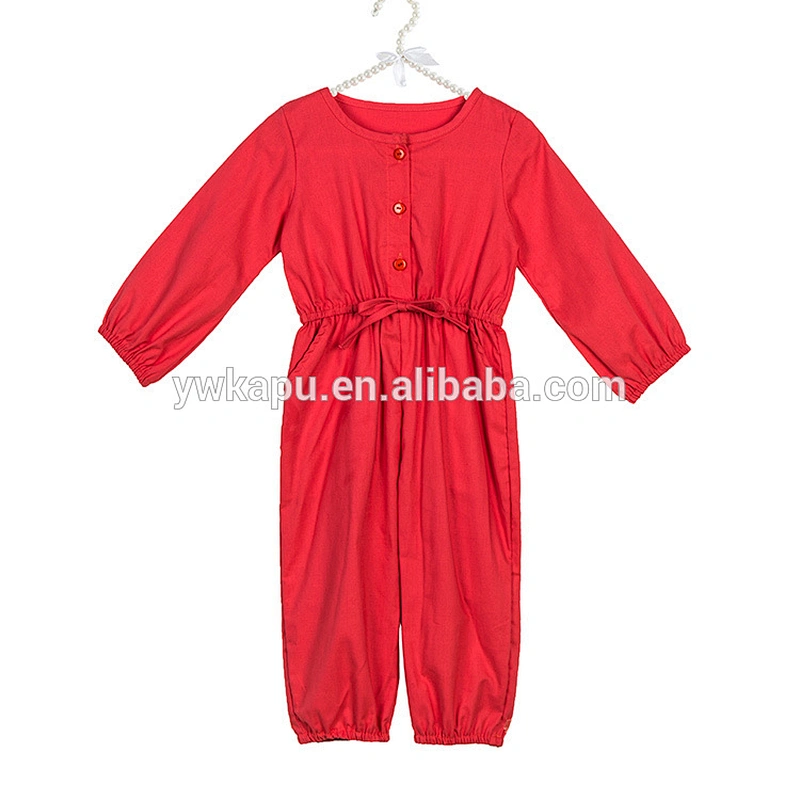 Spring cotton kids clothing wholesale baby girl jumpsuit tunic romper with pocket
