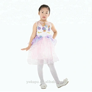 Hot selling children baby birthday dress fancy party dress girls unicorn dress in stock