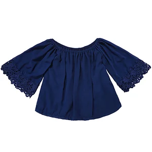 KAPU Stylish Polyester Flutter  Chiffon Ruffle Children Baby Girl Pearl  Bell Top