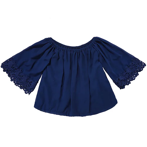 KAPU Stylish Polyester Flutter  Chiffon Ruffle Children Baby Girl Pearl  Bell Top