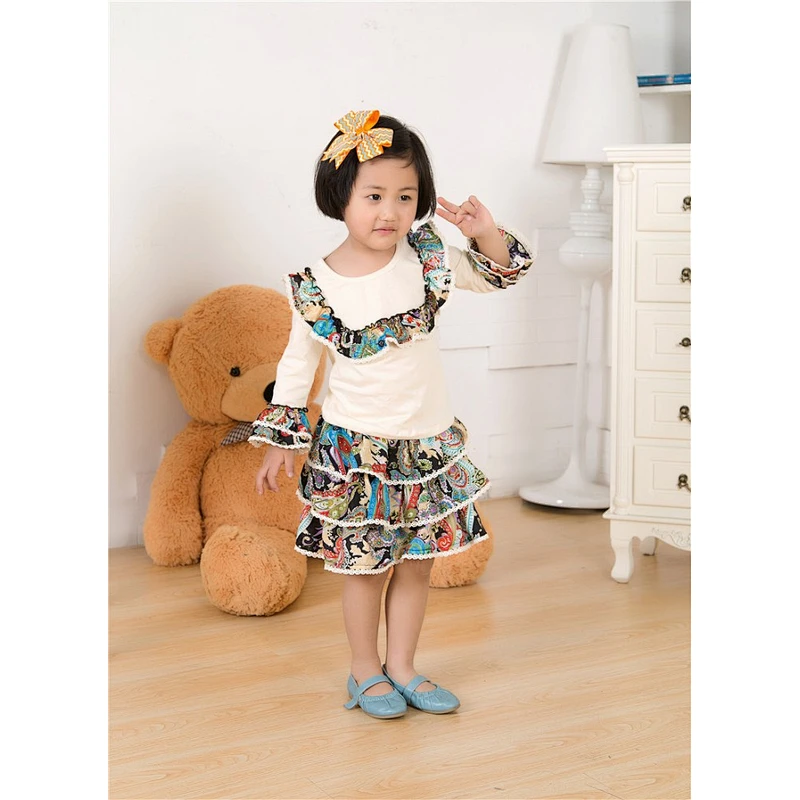 Wholesale baby clothes cotton frock designs baby girls' clothing set
