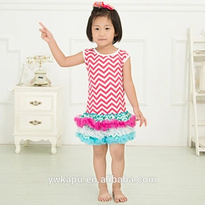 Hot sale baby girl clothes short sleeve chevron mini skirt