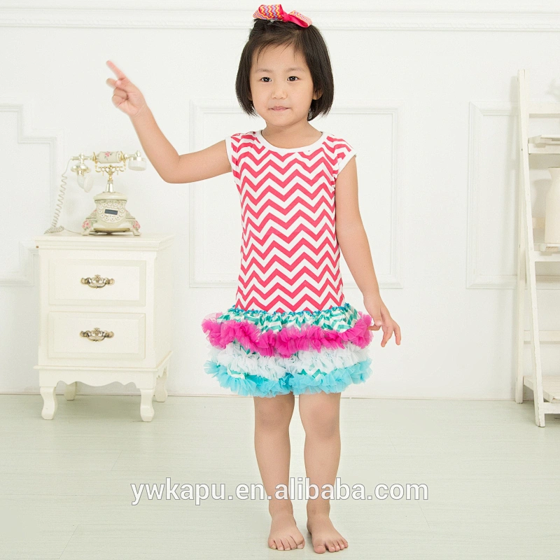 Hot sale baby girl clothes short sleeve chevron mini skirt