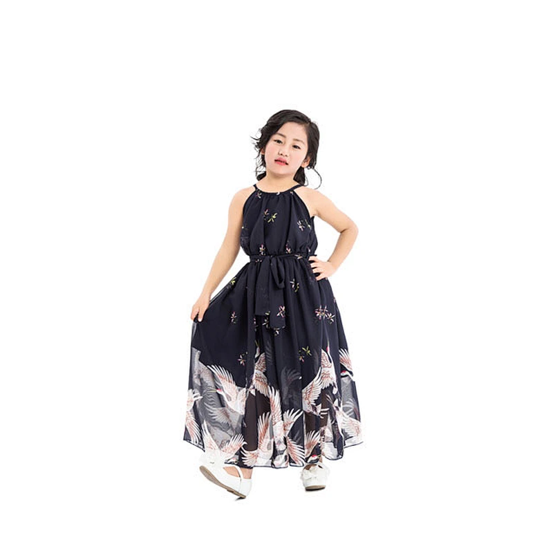 Girls Dress 2018 Spring Autumn Chiffon Geometric  Colorful Sweet Dress