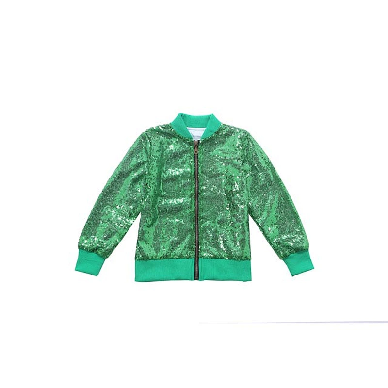 2018 Fall Children Girls Modern Green Sequin Jacket Coats