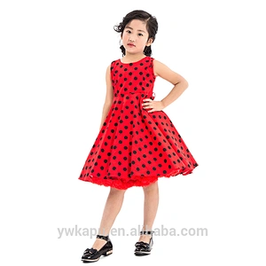 1950s Vintage Fashion children Rockabilly Dresses black and white polka dot girl christening gowns